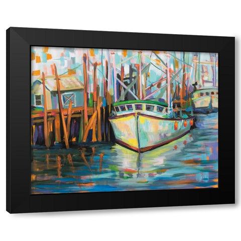 At the Dock Black Modern Wood Framed Art Print with Double Matting by Vertentes, Jeanette