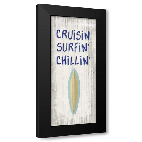 Beach Time IV One Surfboard Black Modern Wood Framed Art Print by Wiens, James