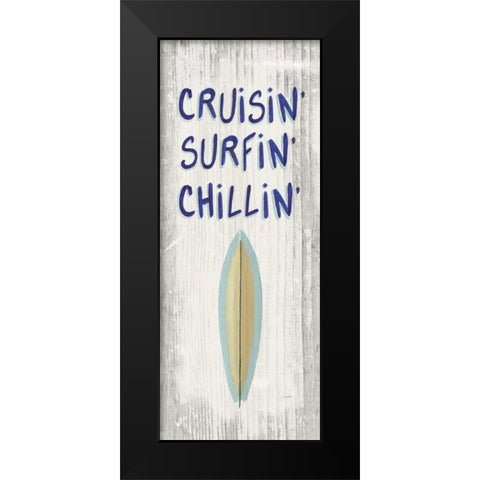 Beach Time IV One Surfboard Black Modern Wood Framed Art Print by Wiens, James