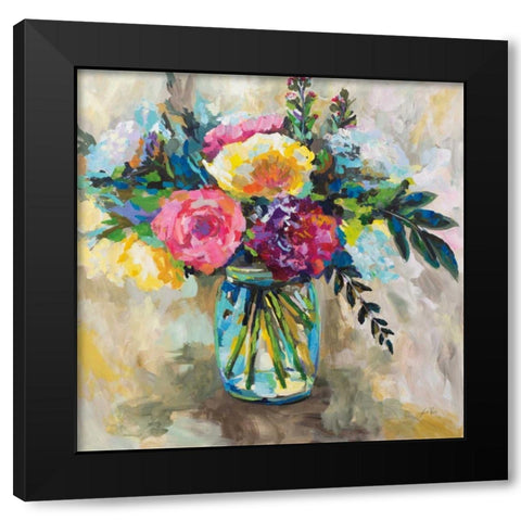 Masons Bouquet Black Modern Wood Framed Art Print with Double Matting by Vertentes, Jeanette