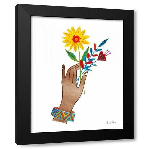 Floral Hand IV No Design Tan Black Modern Wood Framed Art Print by Zaman, Farida