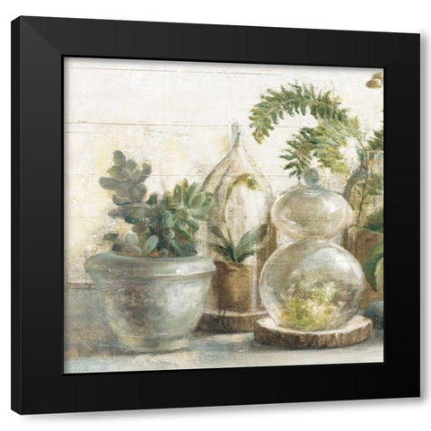 Greenhouse Orchids on Shiplap II Black Modern Wood Framed Art Print with Double Matting by Nai, Danhui