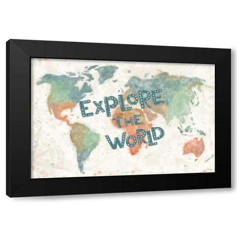 Explore the World I Black Modern Wood Framed Art Print with Double Matting by Charron, Veronique