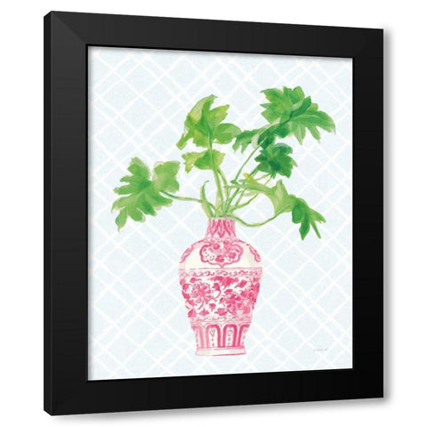 Palm Chinoiserie III Pink Black Modern Wood Framed Art Print by Nai, Danhui