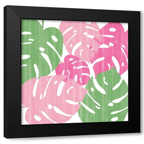 Monstera II Hot Pink Black Modern Wood Framed Art Print by Adams, Sarah