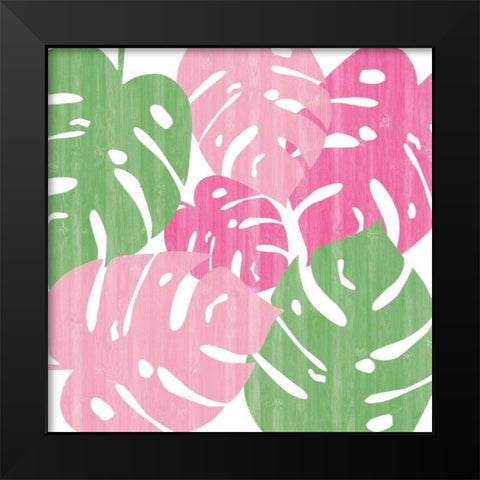 Monstera II Hot Pink Black Modern Wood Framed Art Print by Adams, Sarah