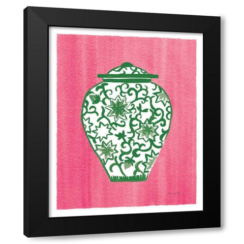 Chinoiserie III Green Watercolor Black Modern Wood Framed Art Print by Zaman, Farida