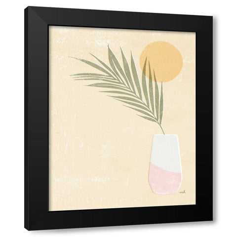 Sun Palm II Blush Black Modern Wood Framed Art Print by Hershey, Moira