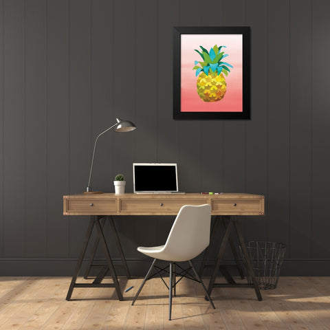 Island Time Pineapples VI Coral Black Modern Wood Framed Art Print by Grove, Beth