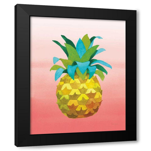 Island Time Pineapples VI Coral Black Modern Wood Framed Art Print by Grove, Beth