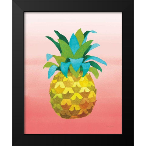 Island Time Pineapples VI Coral Black Modern Wood Framed Art Print by Grove, Beth