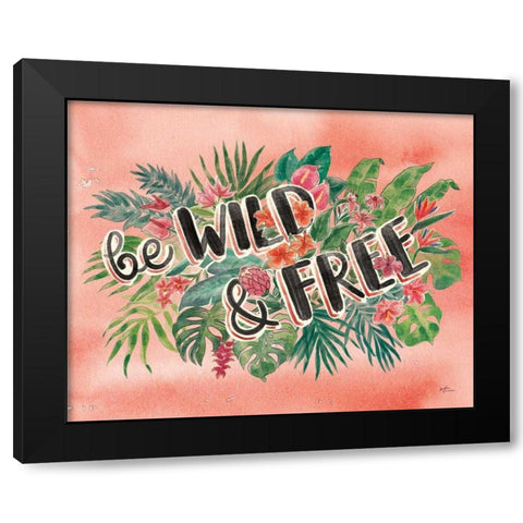 Jungle Vibes VI Watercolor Coral Black Modern Wood Framed Art Print by Penner, Janelle