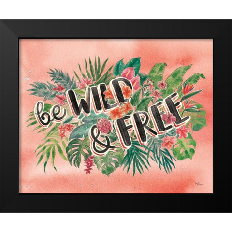 Jungle Vibes VI Watercolor Coral Black Modern Wood Framed Art Print by Penner, Janelle