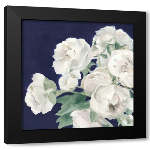 Peonies on Navy Black Modern Wood Framed Art Print with Double Matting by Hageman, Marilyn
