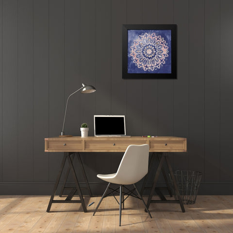 Mandala Delight II Navy Black Modern Wood Framed Art Print by Nai, Danhui