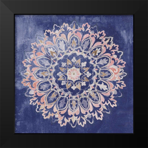 Mandala Delight II Navy Black Modern Wood Framed Art Print by Nai, Danhui