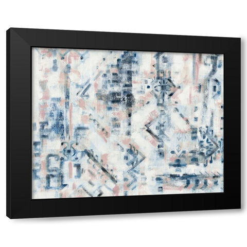 Scattered Indigo Rose Crop Black Modern Wood Framed Art Print by Vassileva, Silvia