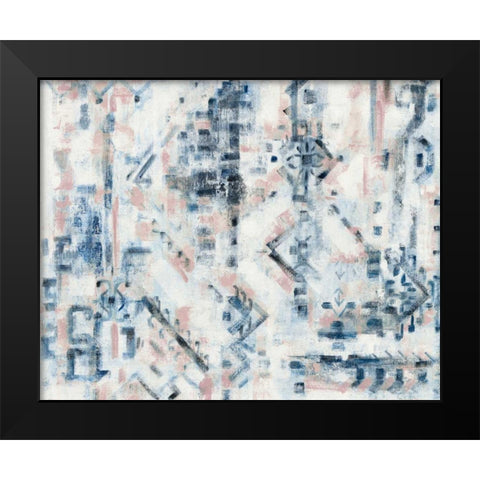 Scattered Indigo Rose Crop Black Modern Wood Framed Art Print by Vassileva, Silvia