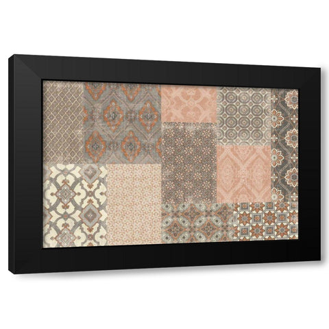 Venetian Patchwork I Orange Gray Black Modern Wood Framed Art Print by Pela Studio
