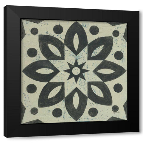 Black and White Tile I Black Modern Wood Framed Art Print by Lovell, Kathrine