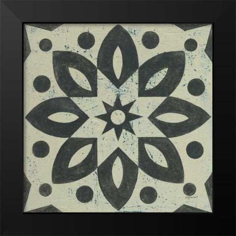 Black and White Tile I Black Modern Wood Framed Art Print by Lovell, Kathrine