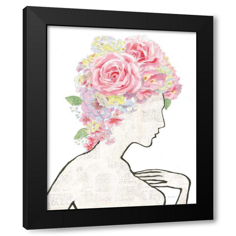 She Dreams of Roses I Black Modern Wood Framed Art Print with Double Matting by Adams, Emily