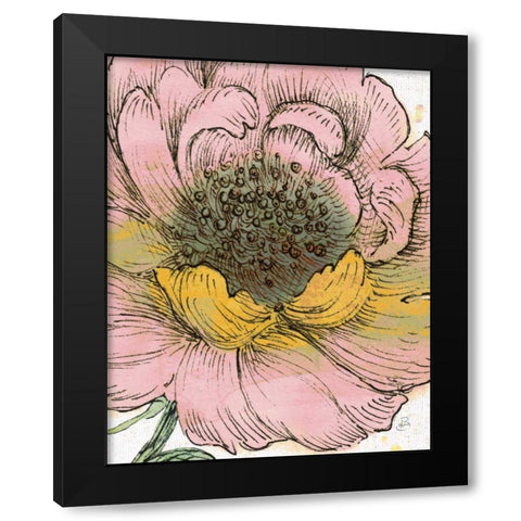 Blossom Sketches III Pink Crop Black Modern Wood Framed Art Print with Double Matting by Brissonnet, Daphne