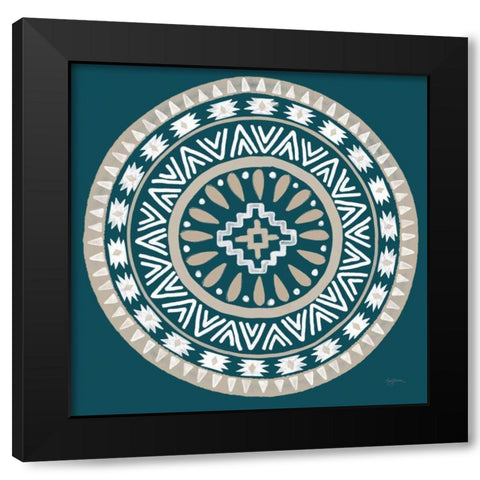 Lovely Llamas Mandala II Blue Green Black Modern Wood Framed Art Print by Urban, Mary