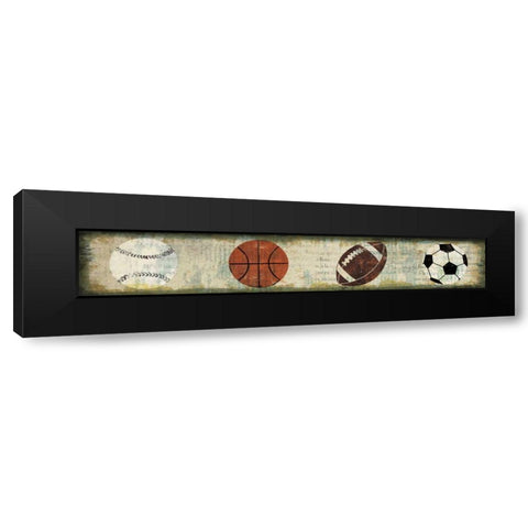 Ball Four Panel Black Modern Wood Framed Art Print with Double Matting by Mullan, Michael