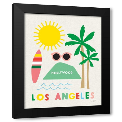 City Fun Los Angeles Black Modern Wood Framed Art Print by Kelle, Ann