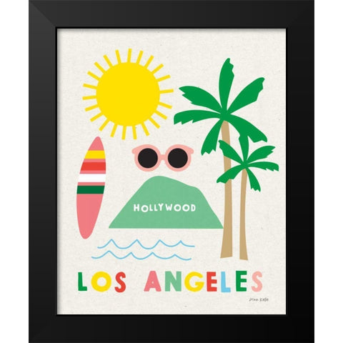 City Fun Los Angeles Black Modern Wood Framed Art Print by Kelle, Ann