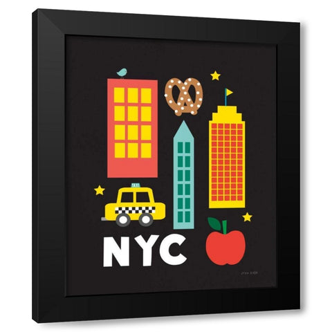 City Fun NYC Black Modern Wood Framed Art Print by Kelle, Ann