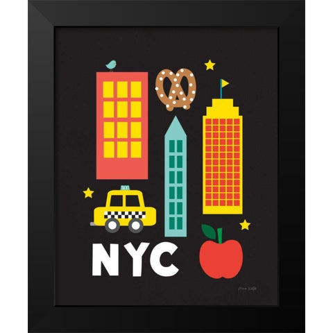 City Fun NYC Black Modern Wood Framed Art Print by Kelle, Ann