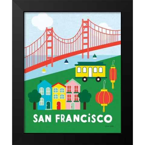 City Fun San Francisco Black Modern Wood Framed Art Print by Kelle, Ann