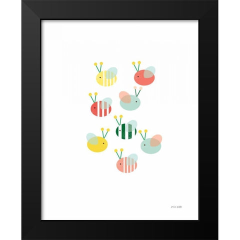 Bumblebee Friends Black Modern Wood Framed Art Print by Kelle, Ann