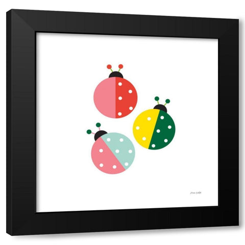 Ladybugs Three Black Modern Wood Framed Art Print by Kelle, Ann
