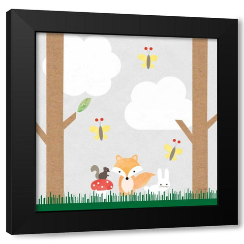Woodland Animals II Black Modern Wood Framed Art Print by Kelle, Ann