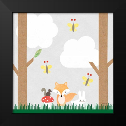Woodland Animals II Black Modern Wood Framed Art Print by Kelle, Ann