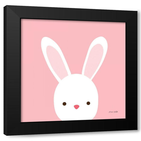 Cuddly Bunny Black Modern Wood Framed Art Print by Kelle, Ann