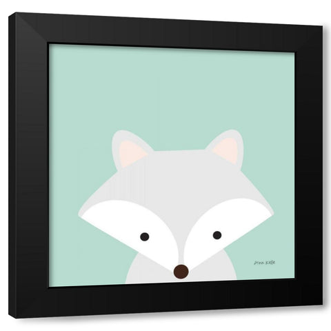 Cuddly Fox Black Modern Wood Framed Art Print with Double Matting by Kelle, Ann