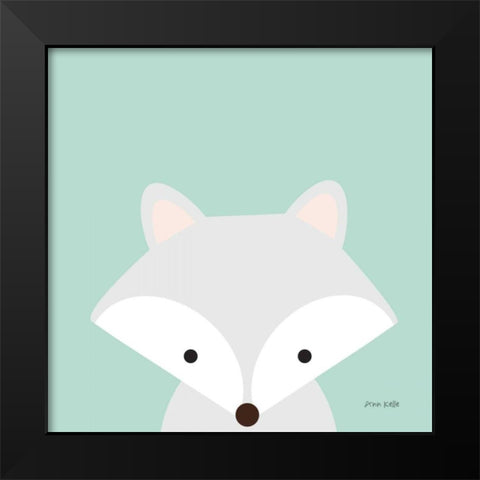 Cuddly Fox Black Modern Wood Framed Art Print by Kelle, Ann