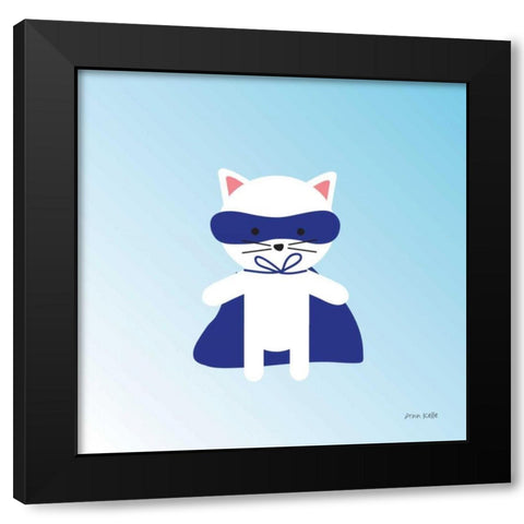 Cat Super Hero Black Modern Wood Framed Art Print by Kelle, Ann