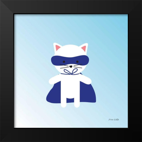 Cat Super Hero Black Modern Wood Framed Art Print by Kelle, Ann