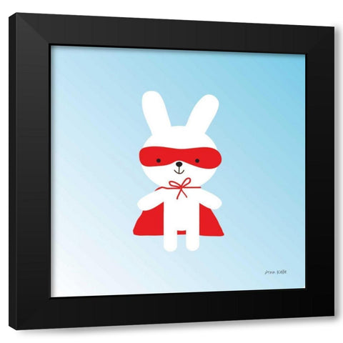 Rabbit Super Hero Black Modern Wood Framed Art Print by Kelle, Ann