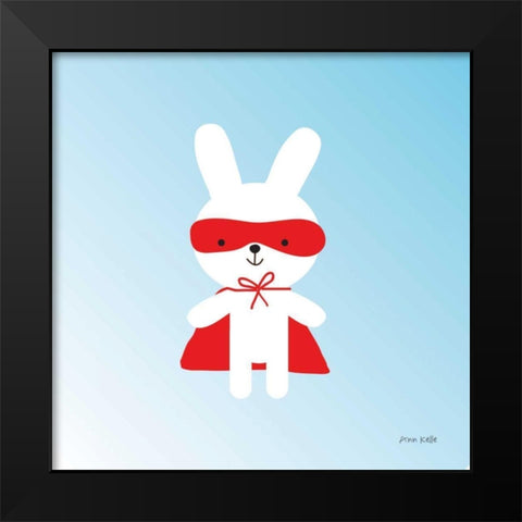 Rabbit Super Hero Black Modern Wood Framed Art Print by Kelle, Ann