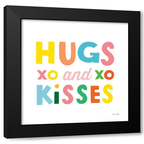 Hugs and Kisses Black Modern Wood Framed Art Print by Kelle, Ann