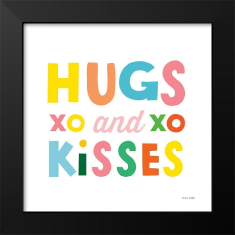 Hugs and Kisses Black Modern Wood Framed Art Print by Kelle, Ann
