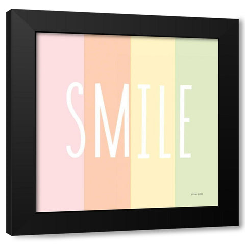 Smile Rainbow Black Modern Wood Framed Art Print by Kelle, Ann