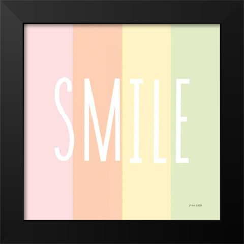 Smile Rainbow Black Modern Wood Framed Art Print by Kelle, Ann