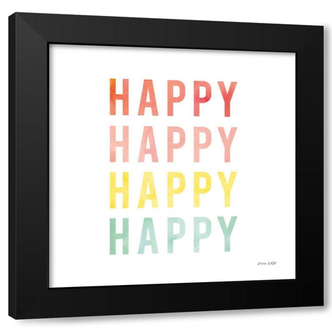 Happy Happy Black Modern Wood Framed Art Print by Kelle, Ann